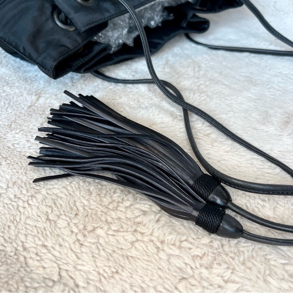 RARE Prada Black Nylon Tassel Drawstring Shoulder Bag - Picture 9 of 17